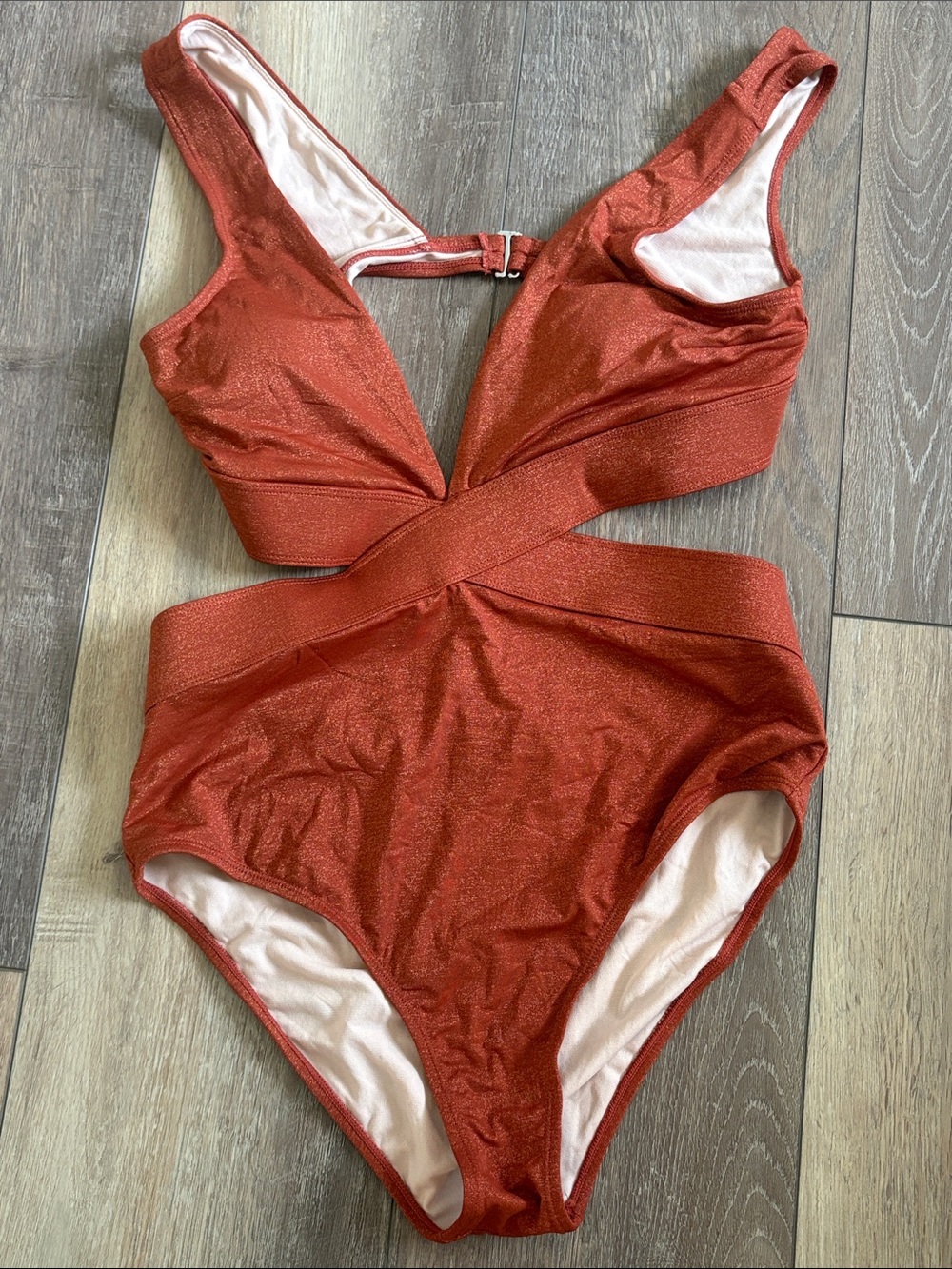 Cupshe Rust Shimmer Cutout One-Piece Swimsuit
